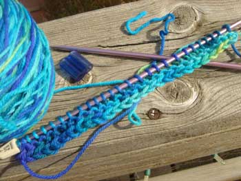 My 3 meager rows of Continental Knitting