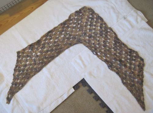 Shawl laid out for wires