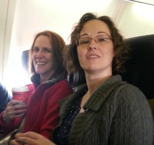 Jill and Tabs on the inbound flight