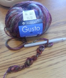 Ball of Gusto yarn and starting chain