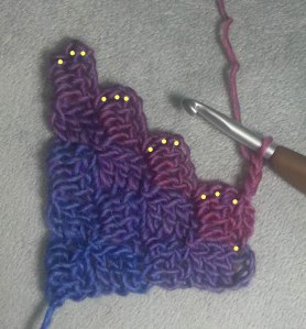 Sl st & Ch 3 in first ch of next ch-3.