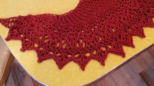 Close up of blocked lace