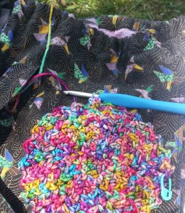 Crocheting at Reunion