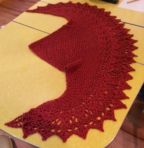 Finished Shawl folded on table